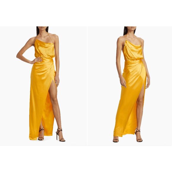 The Sei Halter Cowlneck Silk Gown in Canary Size US2 $1127 - Picture 2 of 10